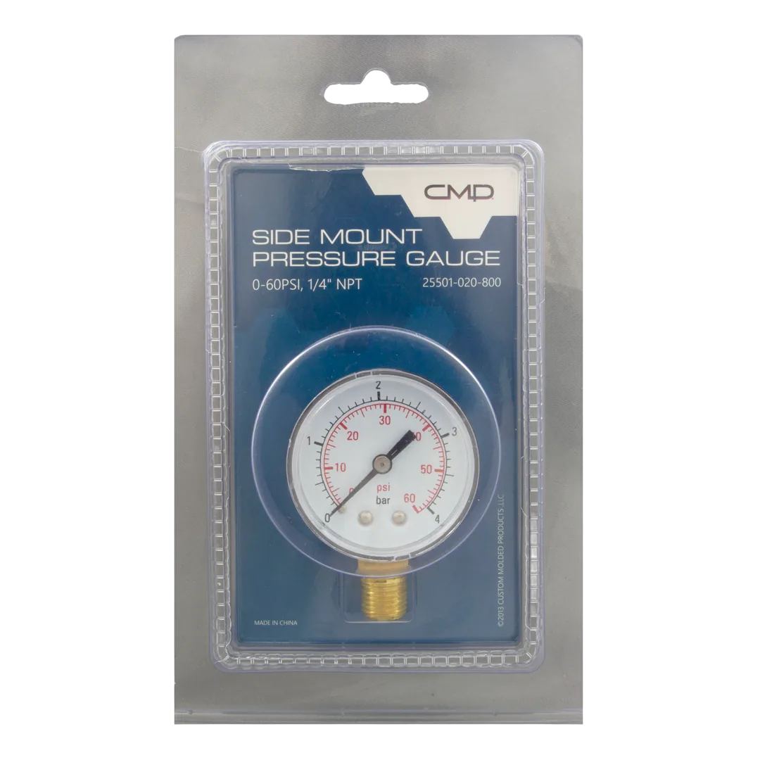 CMP 0-60 PSI Pressure Gauge Side Mount Clam Shell