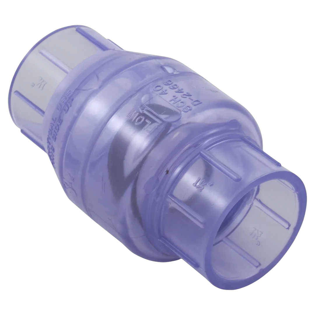 Flo Control 1520C15 1-1/2 in Slip Swing Check Valve Clear PVC - Reverse