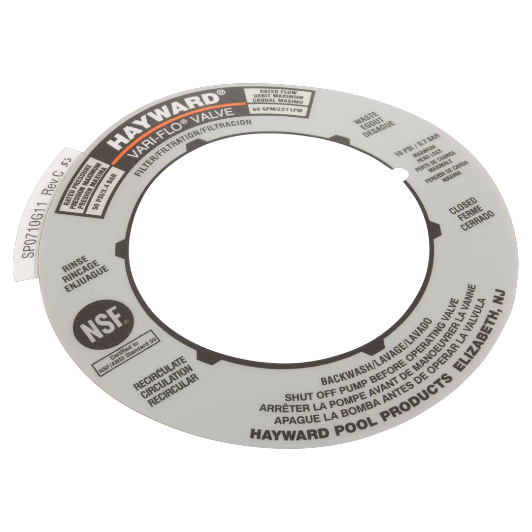 Hayward SPX0710G Label Plate Replacement for Multiport and Sand Filter