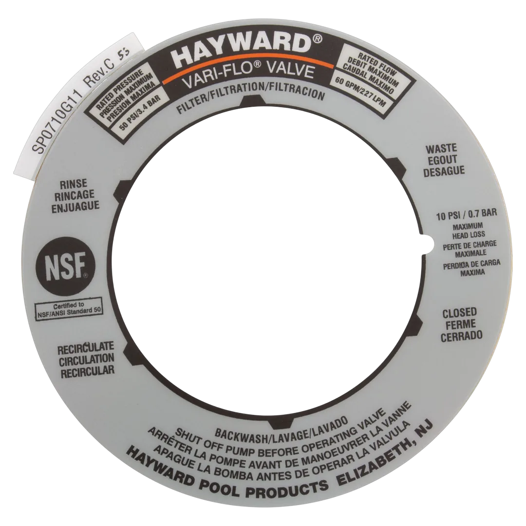 Hayward SPX0710G Label Plate Replacement - Front