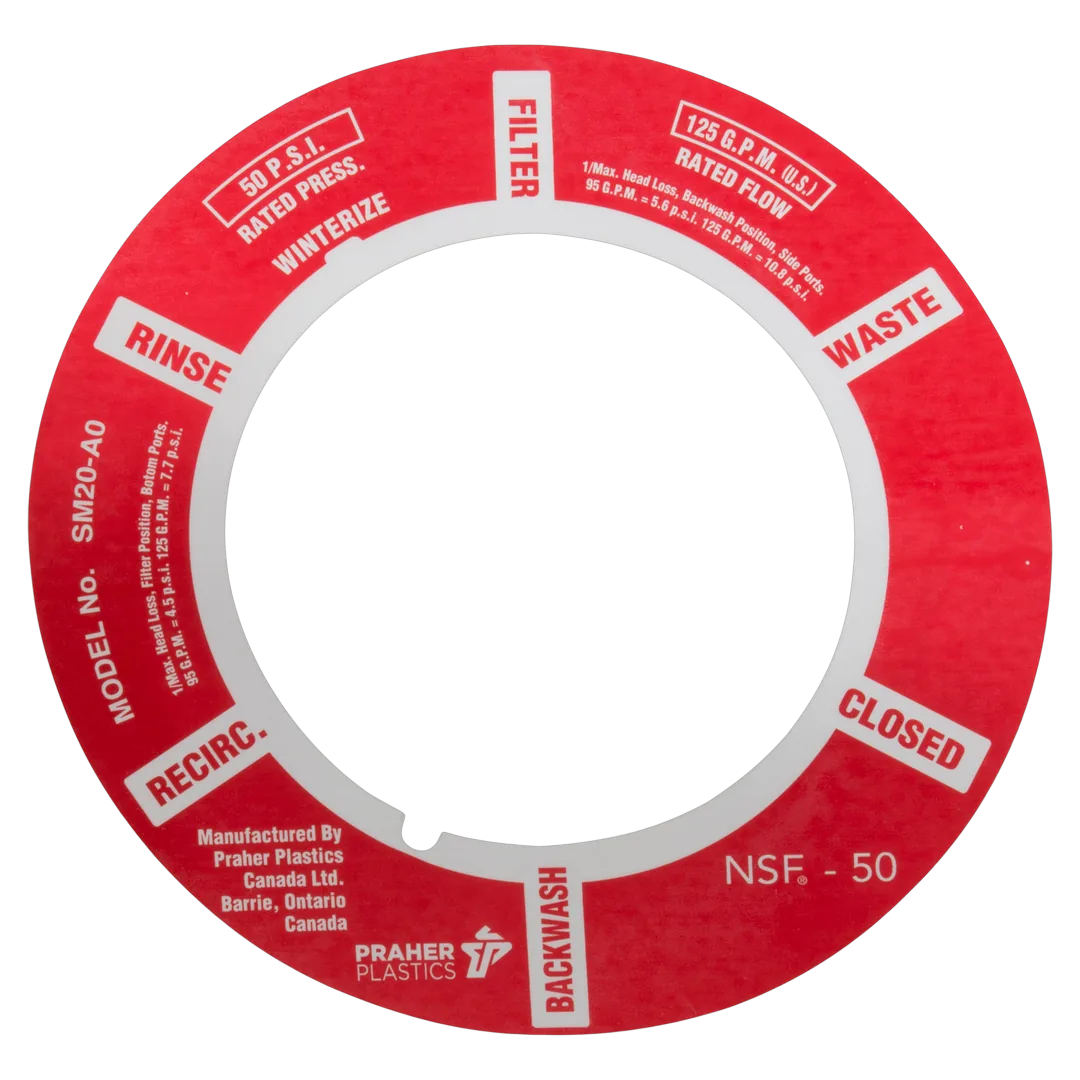 Praher E-5-S2 Aluminum Foil Multiport Valve Decal - Front