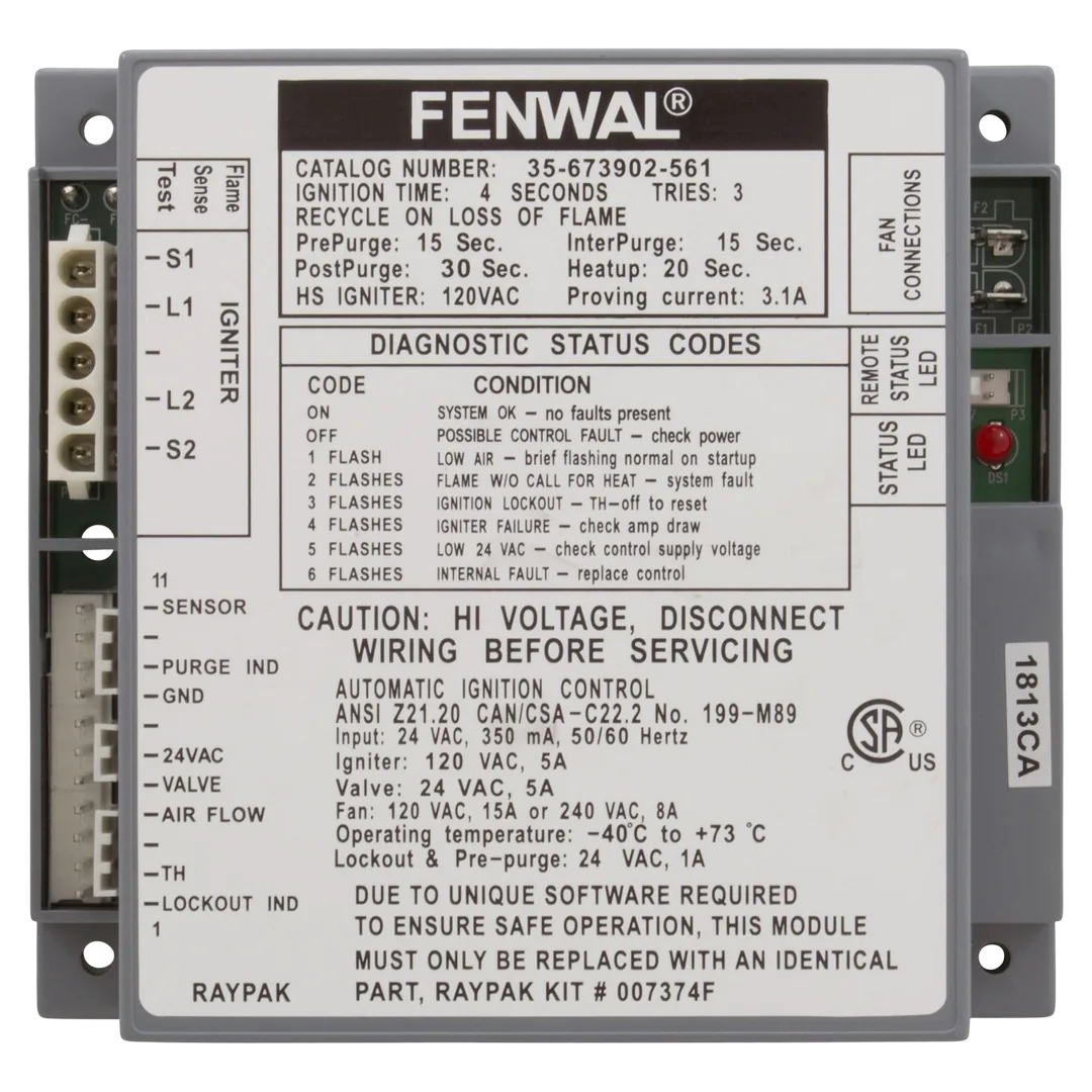 Raypak Ignition Control 007374F - Front