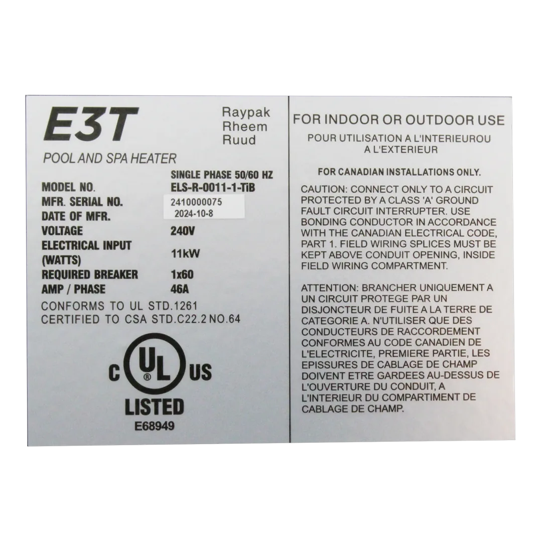 Raypak E3T 11kW Electric Heater - Alt (4)