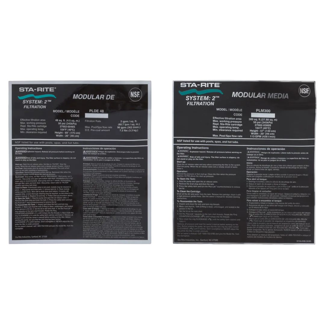 Sta-Rite System 2 PLM300 Tank Shell Upper Half - Label