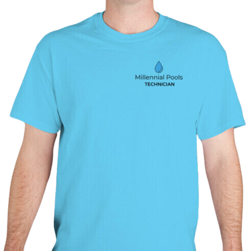 Millennial Pools Technician Shirt - Baby Blue
