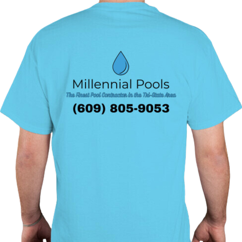 Millennial Pools Technician Shirt - Baby Blue