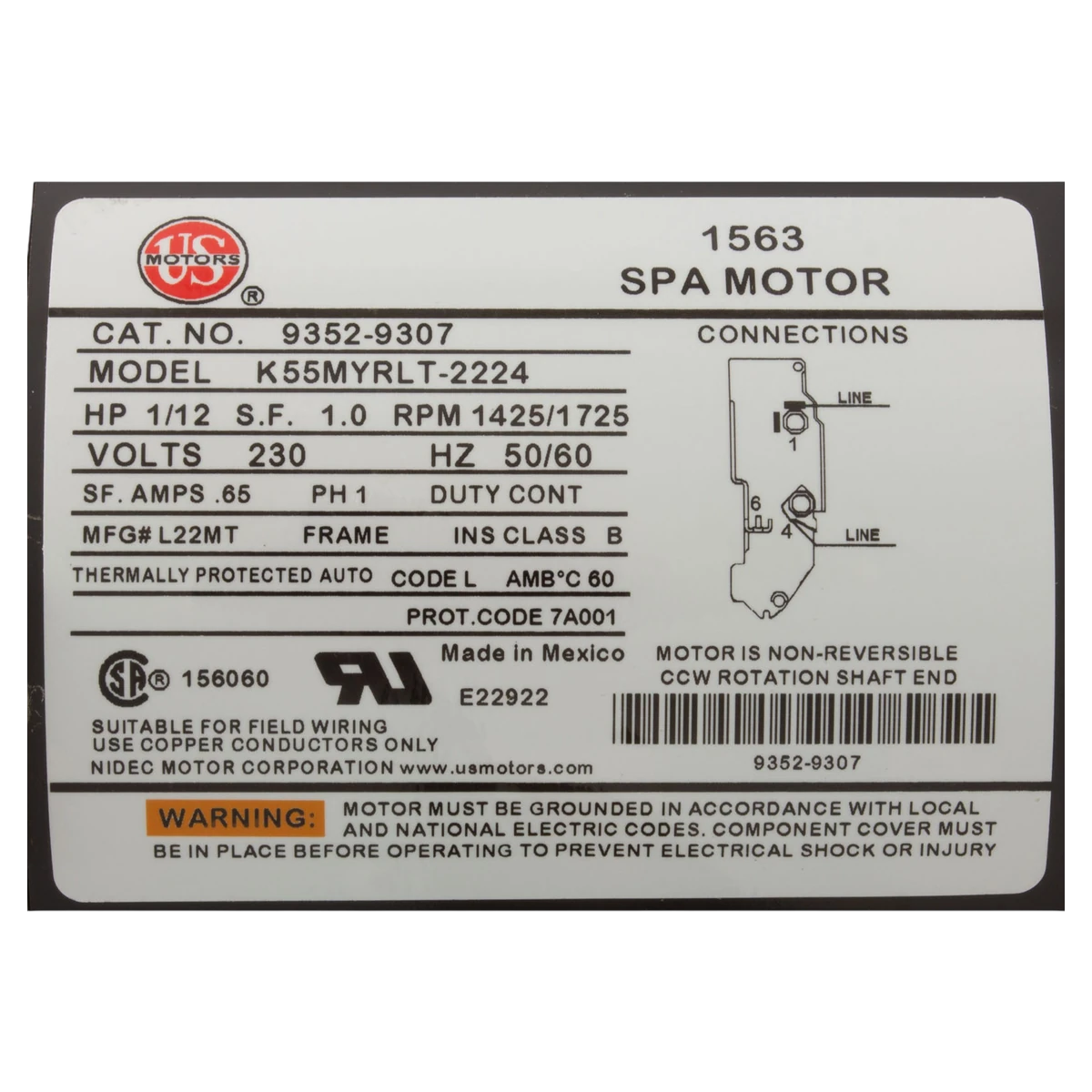 Aquaflo/Gecko Circ-Master CMHP Circulation Pump (02093001-2010CE) — product label