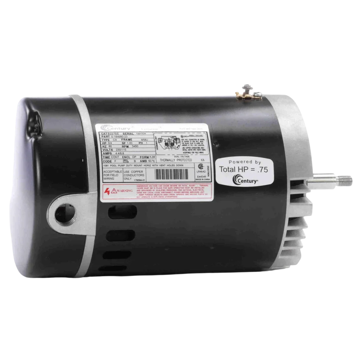 Century ODP Threaded Pool Pump Motor 3/4 HP (B227SE)