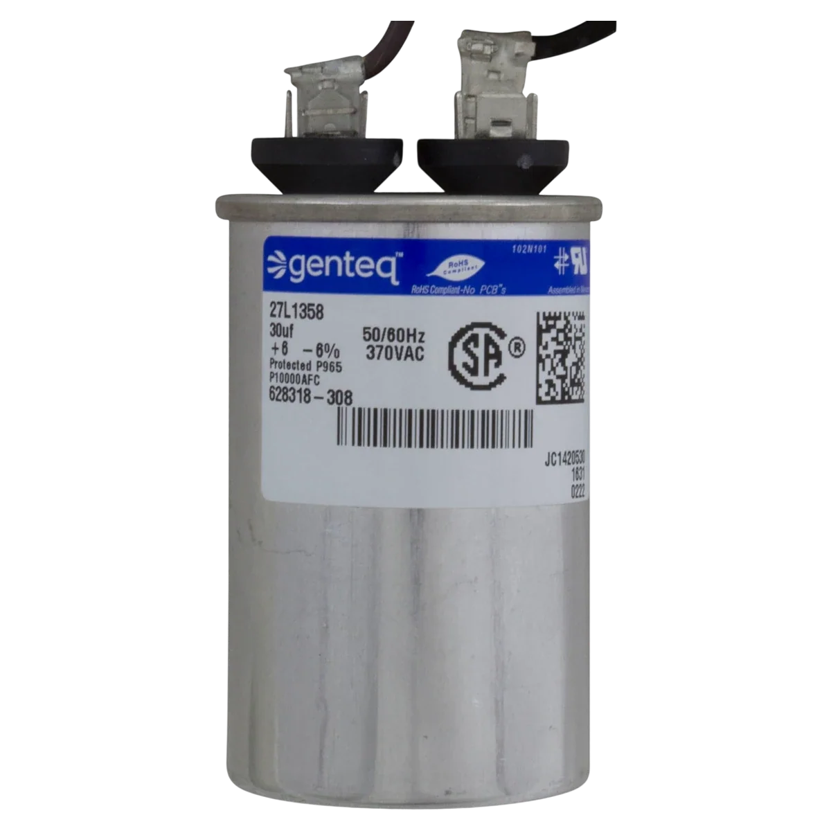 Century 2HP 230V 2-Speed 48Y Motor (BN61) — product label