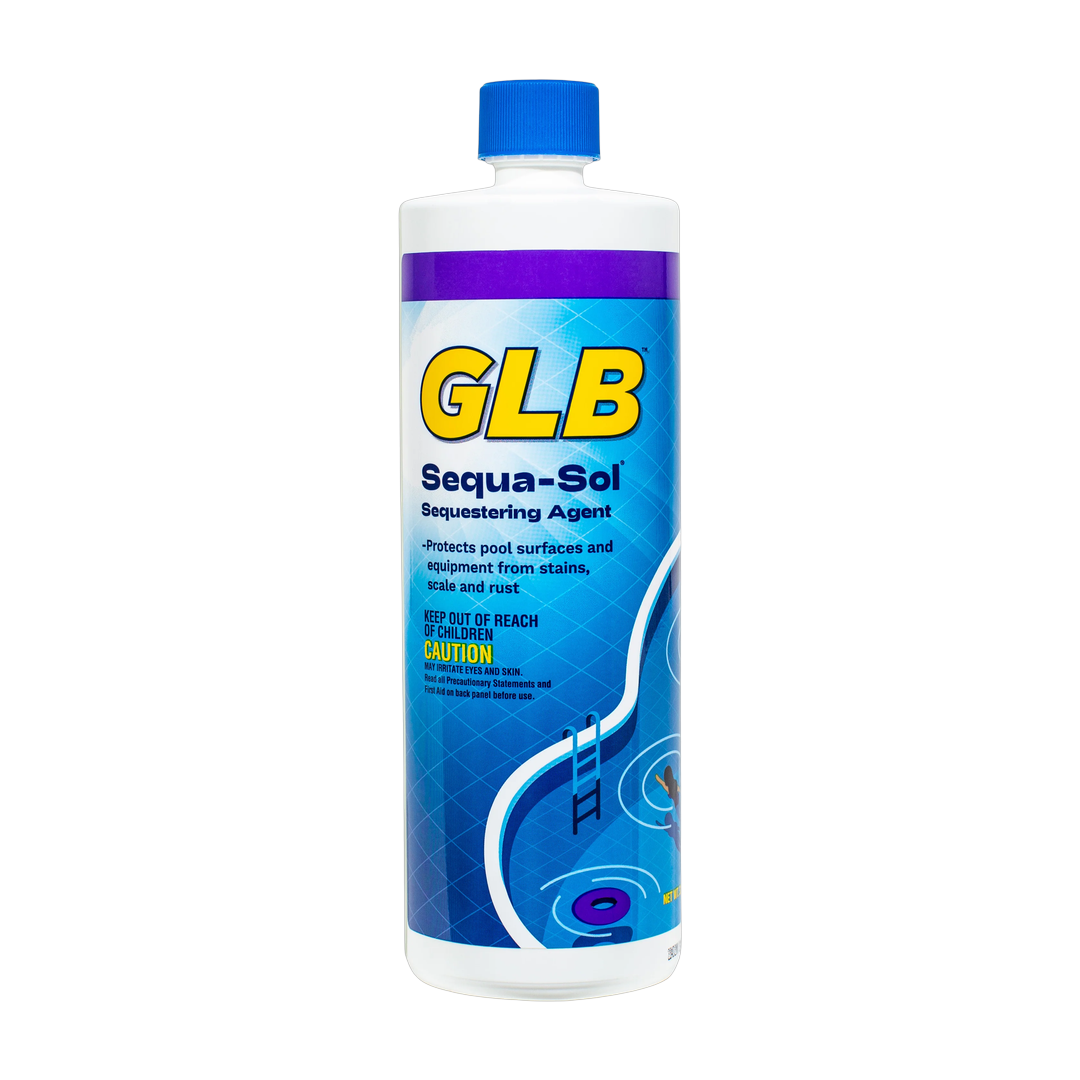 GLB Sequa-Sol pool stain and scale prevention bottle