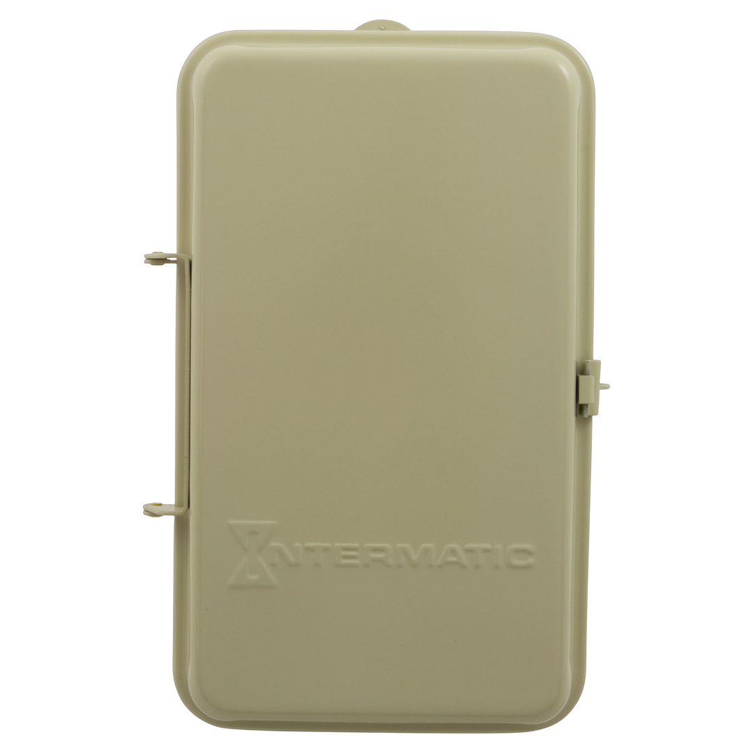 Intermatic T101R3, beige plastic enclosure with hinged door