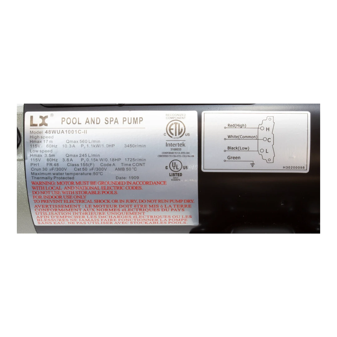 1 HP LX Spa Pump - 2-Speed - 115V