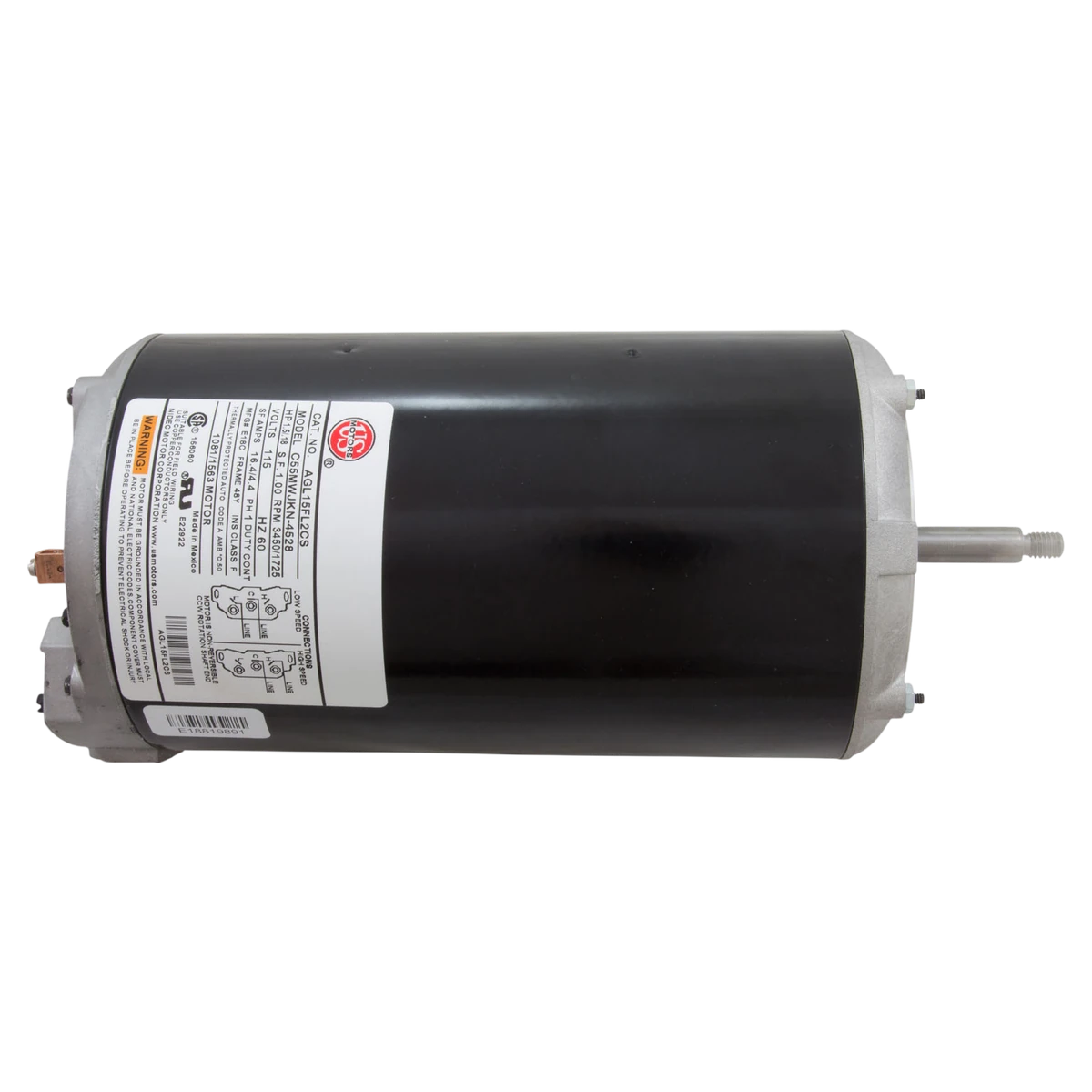 Nidec Motor Corp/US Motors 1.5HP ThruBolt 2-Speed 115V Motor (AGL15FL2CS) — top view