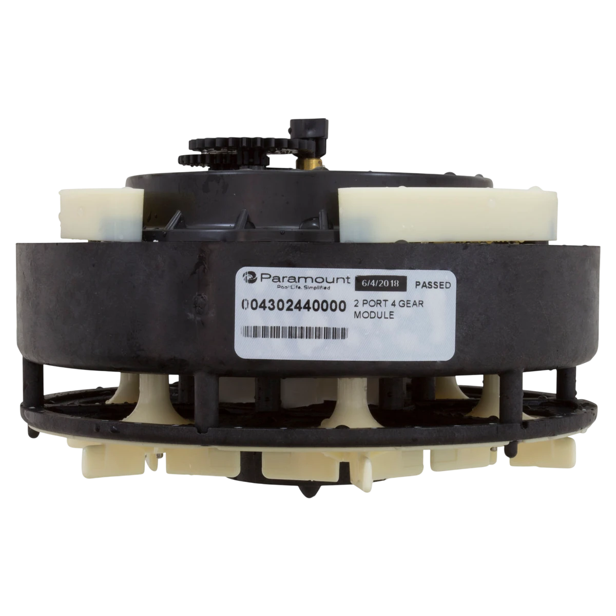 Paramount Leisure Industries Water Valve 2-Port 4-Gear Module (004-302-4400-00) — side view