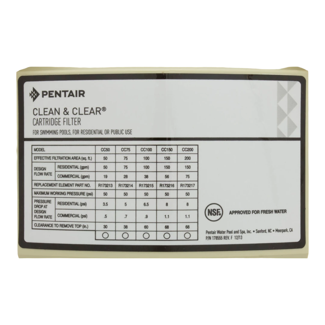 Pentair 178553 Lid Assembly - Label