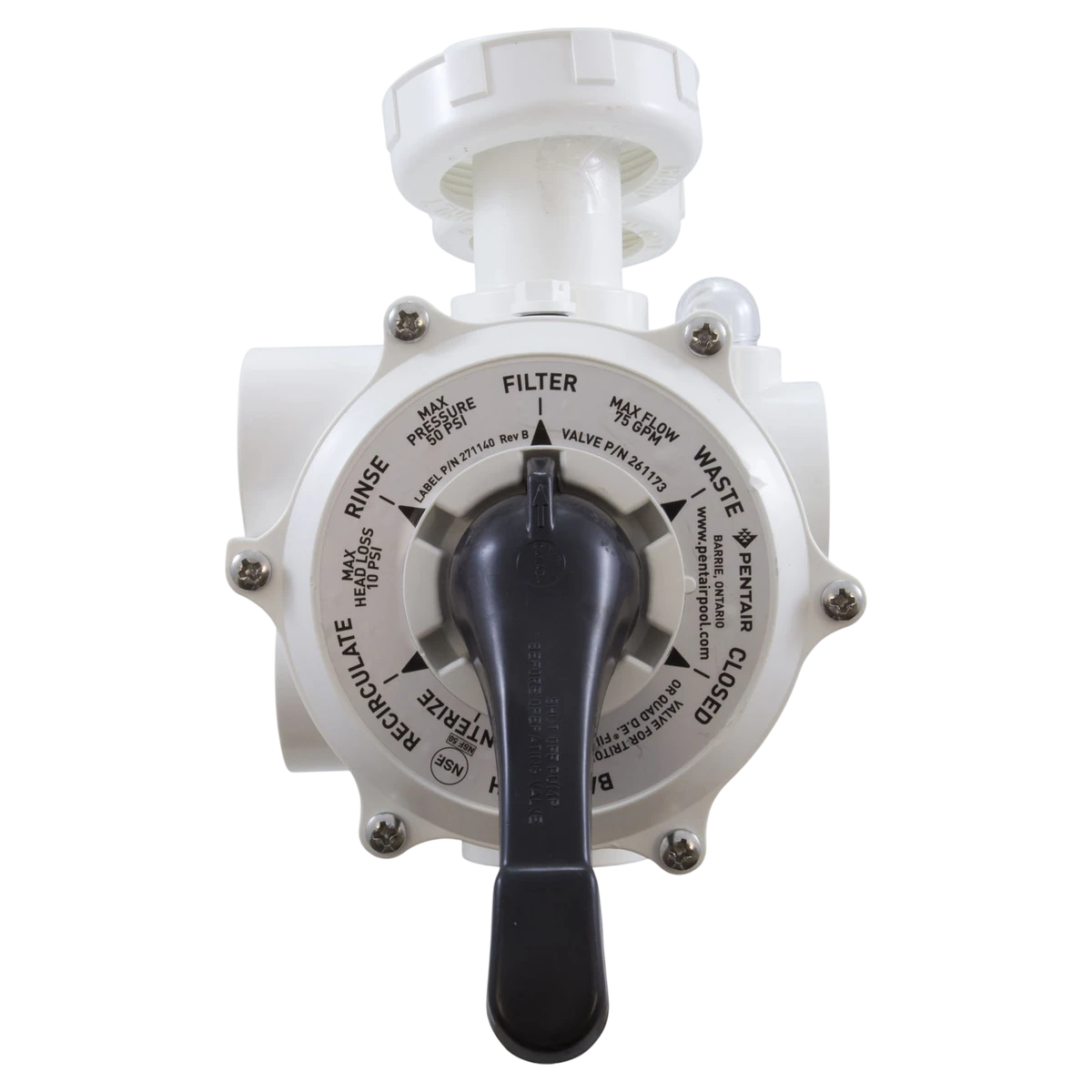 Pentair Triton Side Mount Multiport Valve (261173) — top view