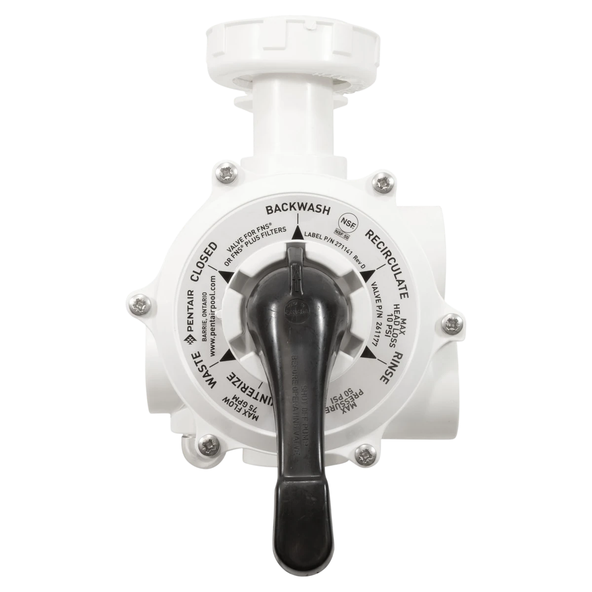 Pentair Multiport Valve 1-1/2" Side Mount DE (261177) — top view