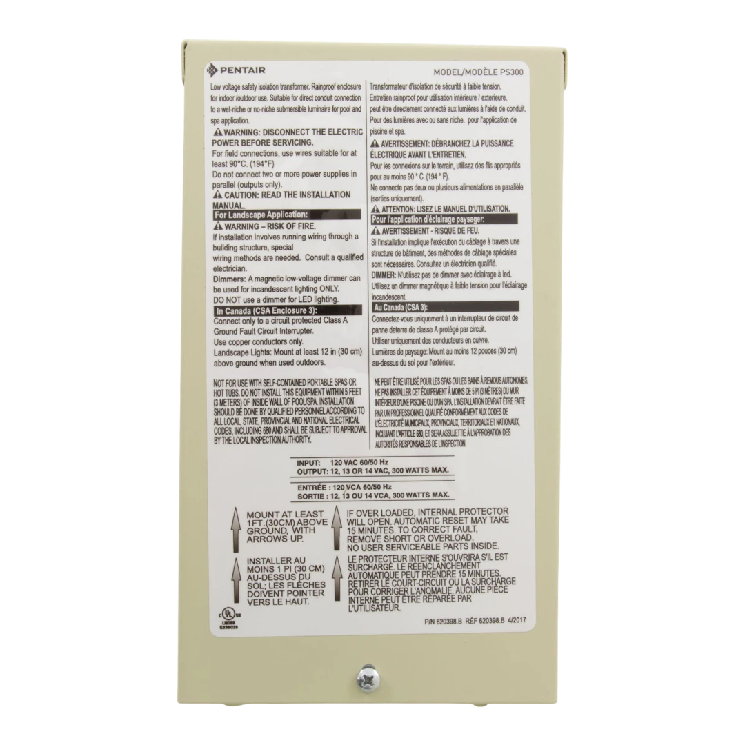 Pentair 300 watt light transformer for pool lighting