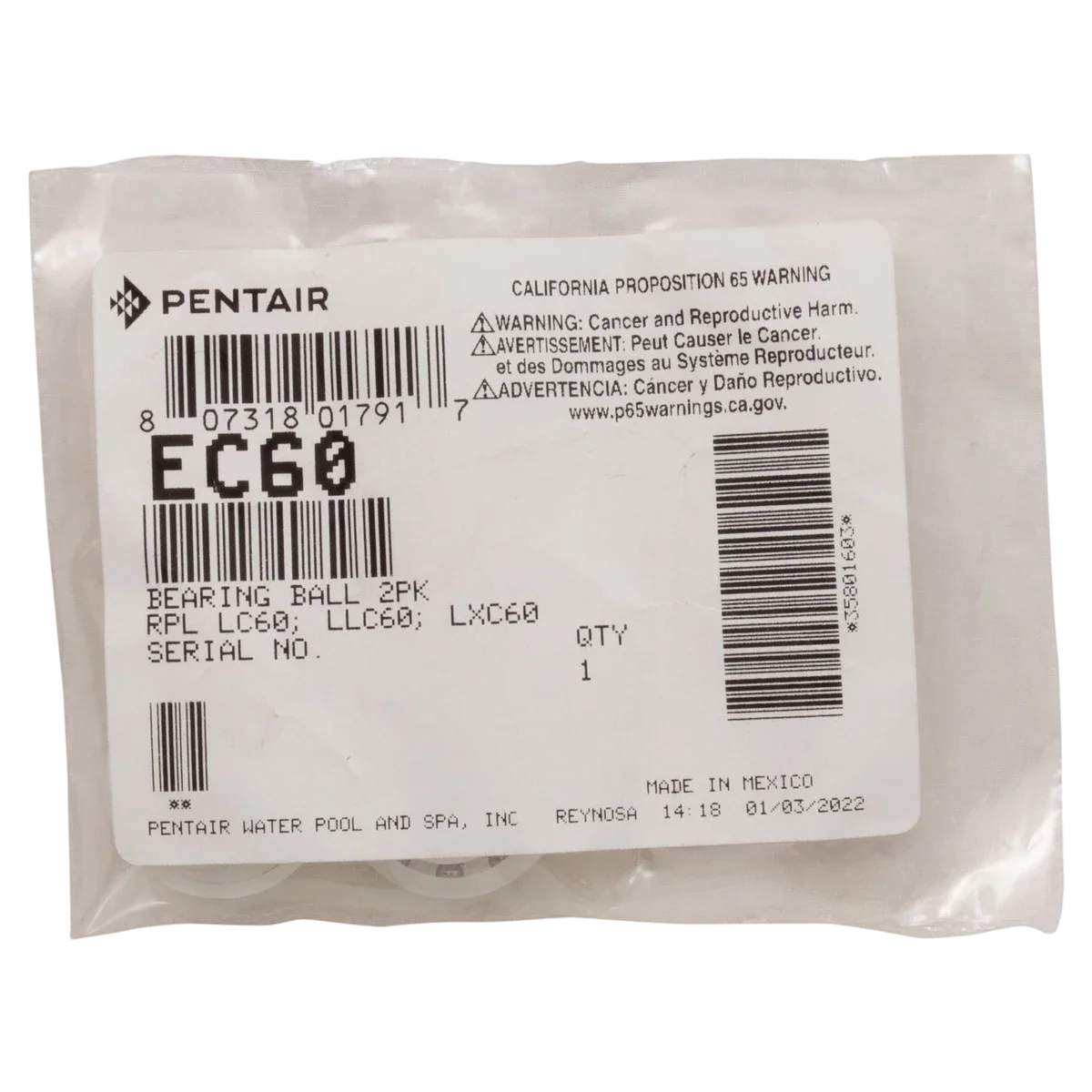 Pentair Letro Legend Wheel Bearing (EC60) — packaging