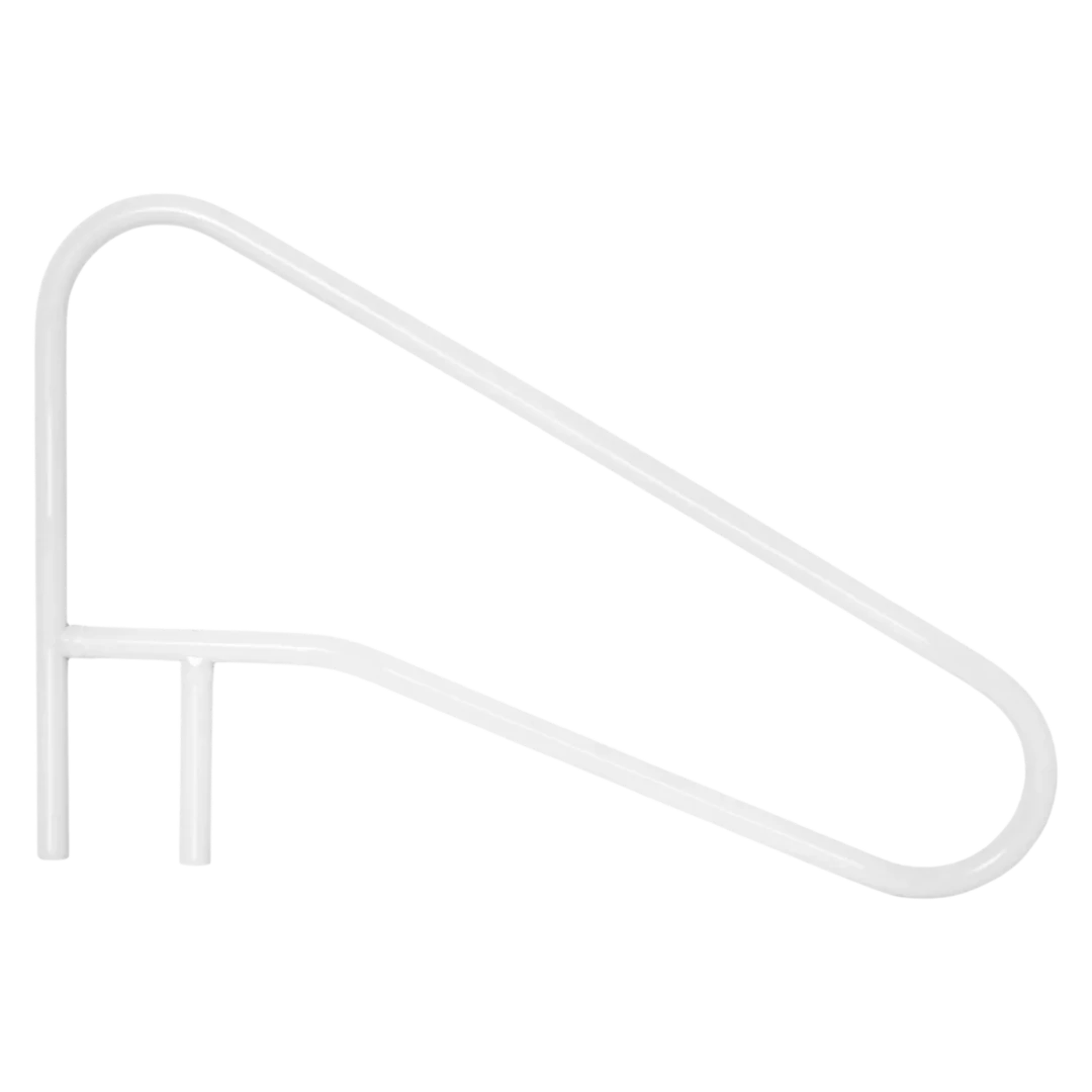 Saftron cross-braced 3-bend return-to-deck handrail CBRTD-354-W white polymer pool handrail