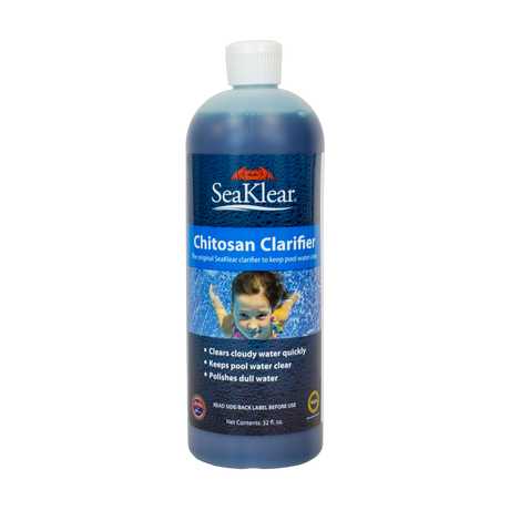 Bottle of SeaKlear Chitosan Clarifier for clear pool and spa water