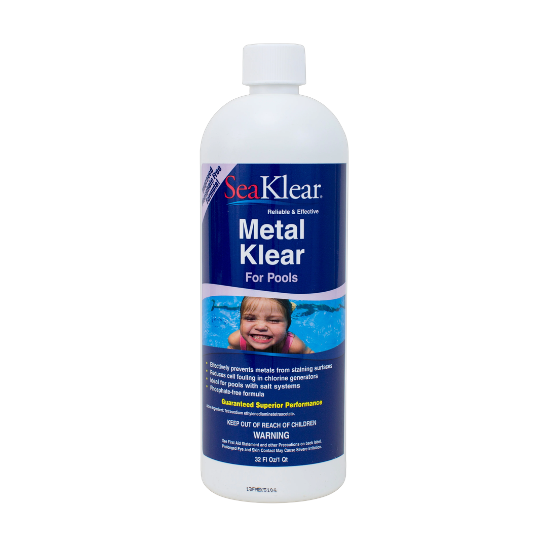 Bottle of SeaKlear Metal Klear pool metal stain remover
