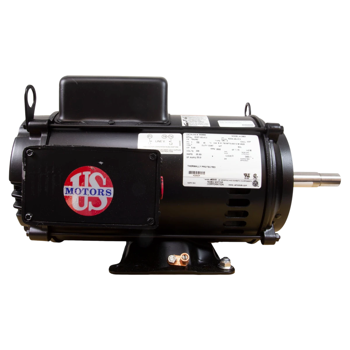 U.S. MOTORS EQ Series ODP Pump Motor 5HP (EEQ500) — side a view