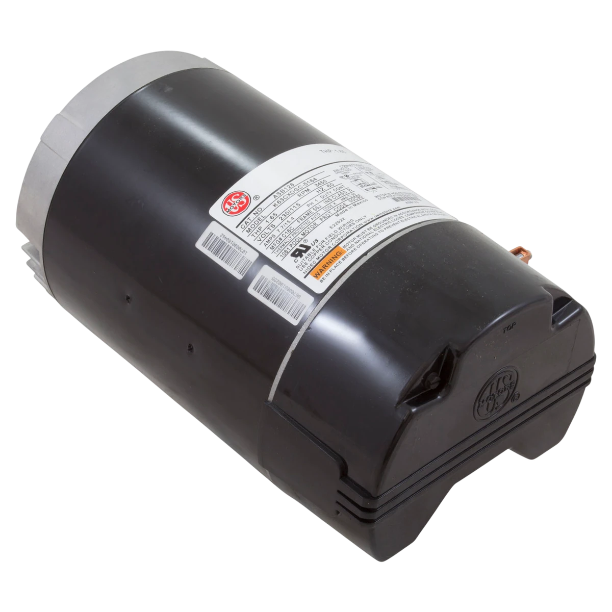 US Motors C-Flange Pump Motor 1HP 115/230V 56J (ASB128) — reverse view