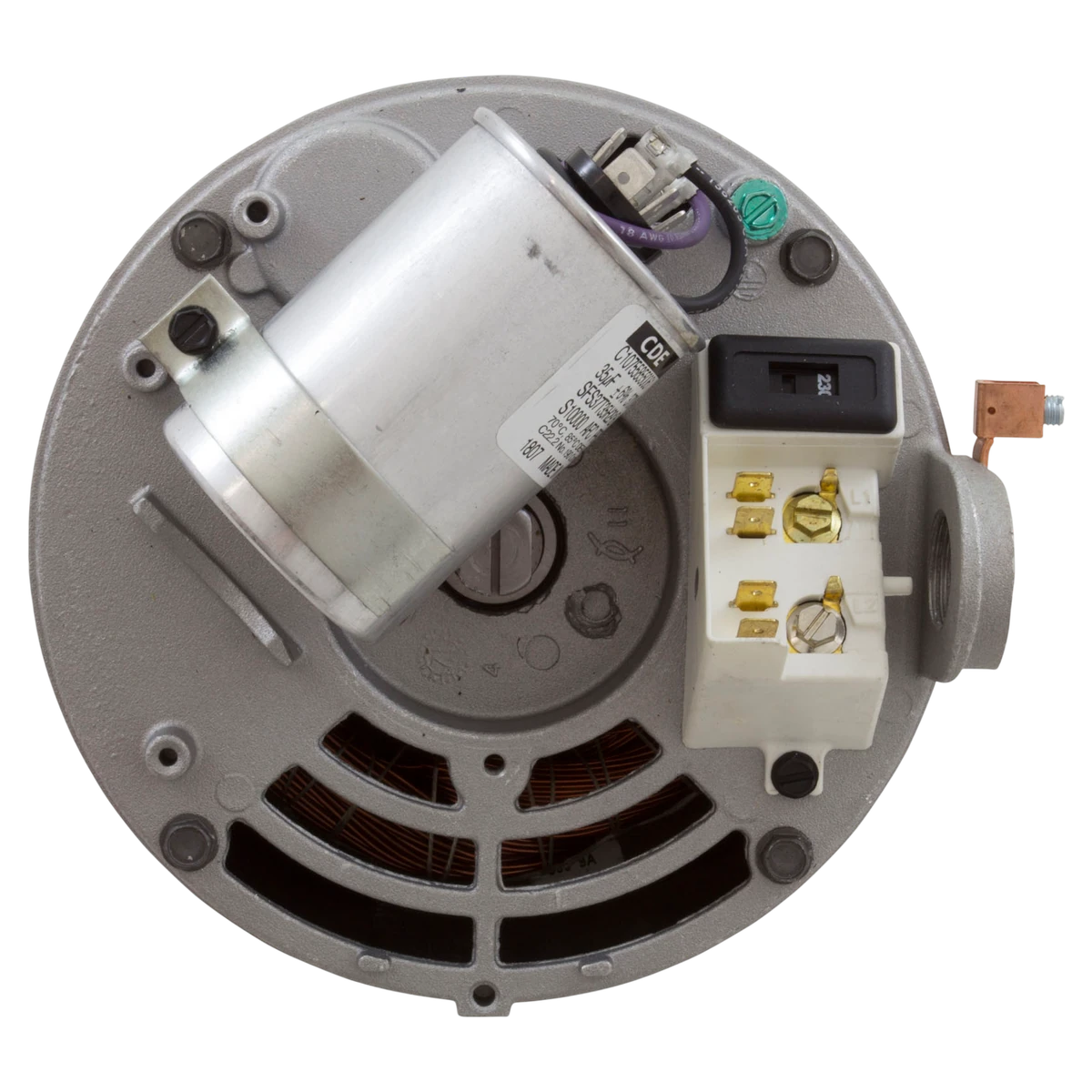 US Motors C-Flange Pump Motor 1HP 115/230V 56J (ASB128) — shaft reverse view