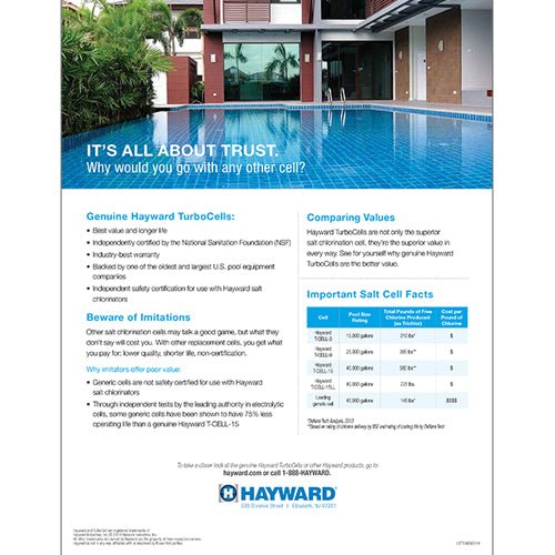 Hayward Goldline TCELL3 15K GAL AquaRite OEM Replacement Cell with Cord | W3T-CELL-3 / TCELL3 - EZ Pools