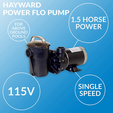 Hayward PowerFlo® LX 1.5HP Above Ground Pool Pump w/ 6" Cord | 115V | W3SP1580X15 - EZ Pools
