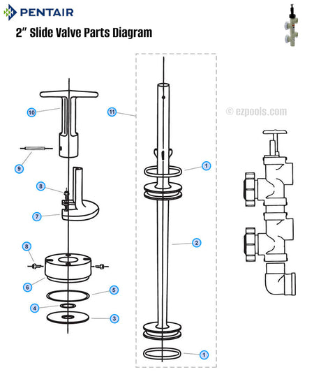 Parts Schematic for Pentair 263064 Slide Valve