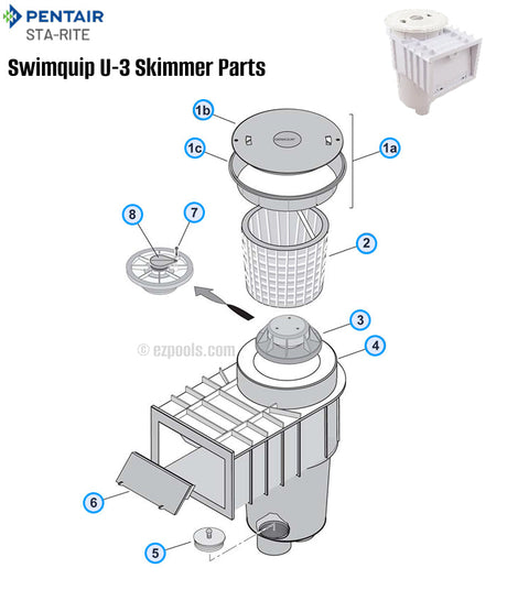 Sta-Rite Swimquip U-3 Skimmer Parts