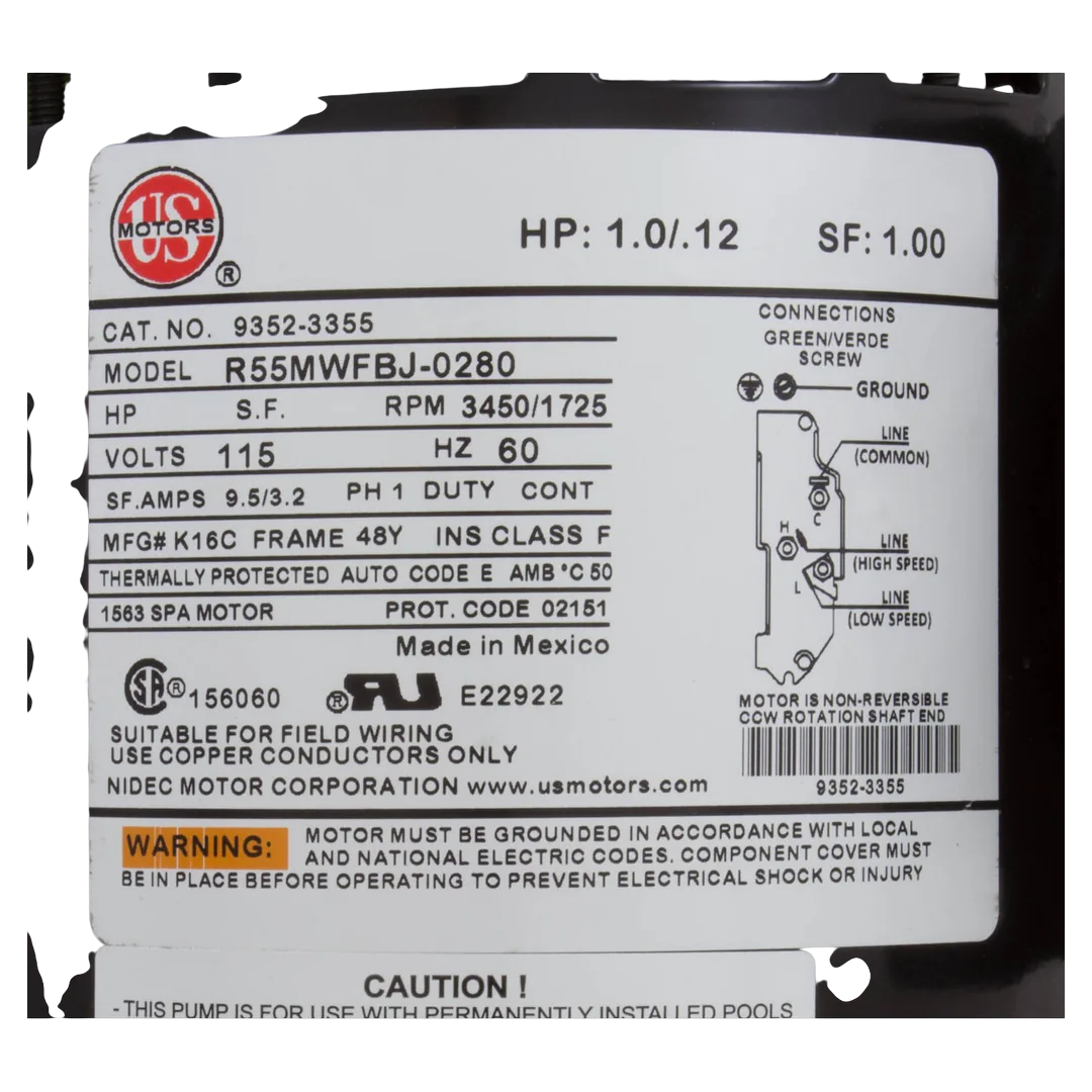 Gecko Flo-Master FMCP 3/4 HP 115V Pump - Label