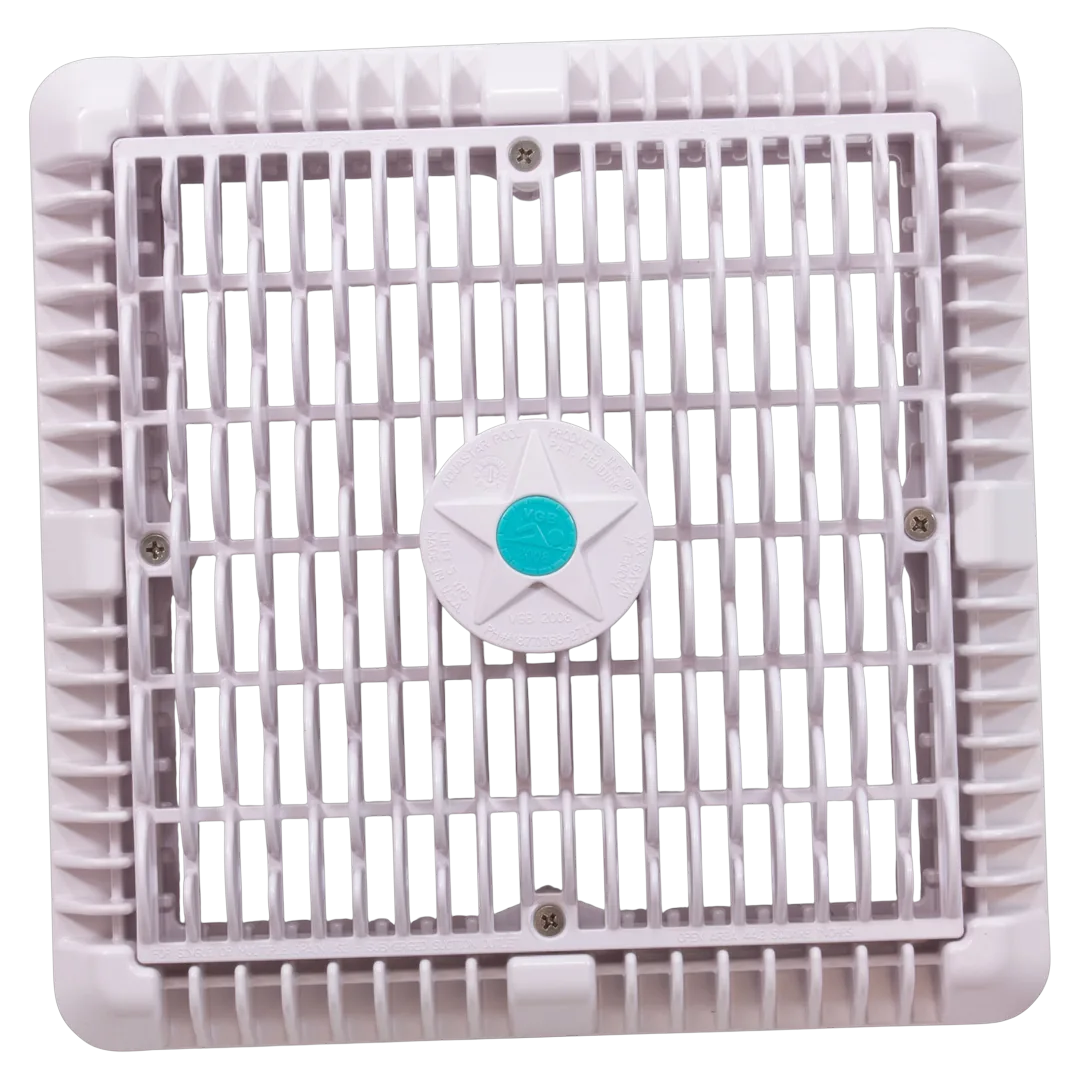 AquaStar WAV9WR101 9x9 Wave Suction Outlet Cover with Frame and Vented Riser Ring - Top