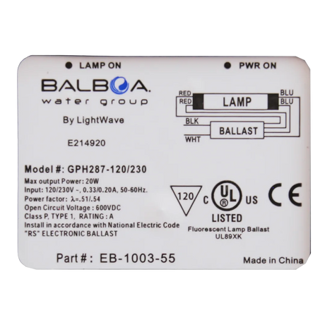 Balboa Wavetec254 UV Sanitation System - Labela