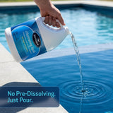 Person pouring BlueGuard pool chlorine into a pool