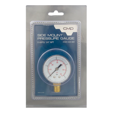 CMP 0-60 PSI Pressure Gauge Side Mount Clam Shell