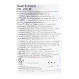 DEL UV-C 50 Pool Sanitizer Hard Wired - Label