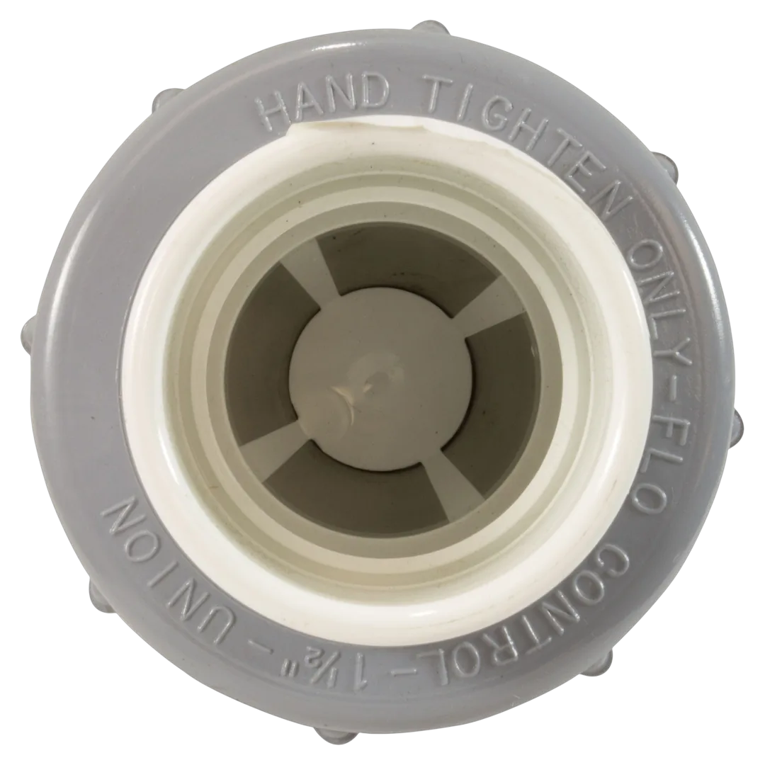 Flo Control 1700-15 True Union Spring Check Valve, 1-1/2 in Slip PVC - Front