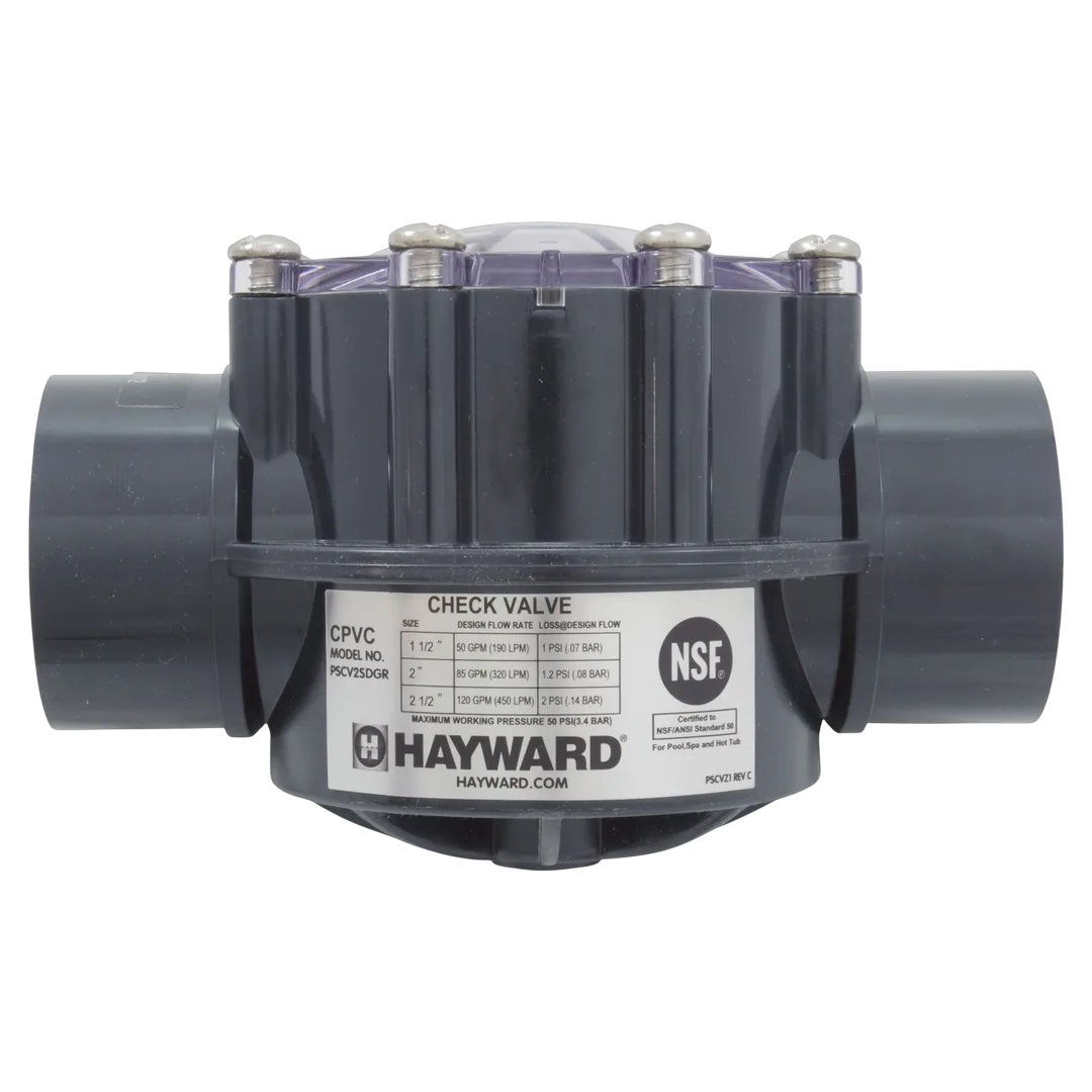 Hayward PSCV2SDGR 1.5 x 2 PVC Check Valve - Label