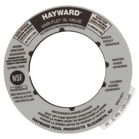 Hayward SPX0714G Multiport Valve Position Label - Front
