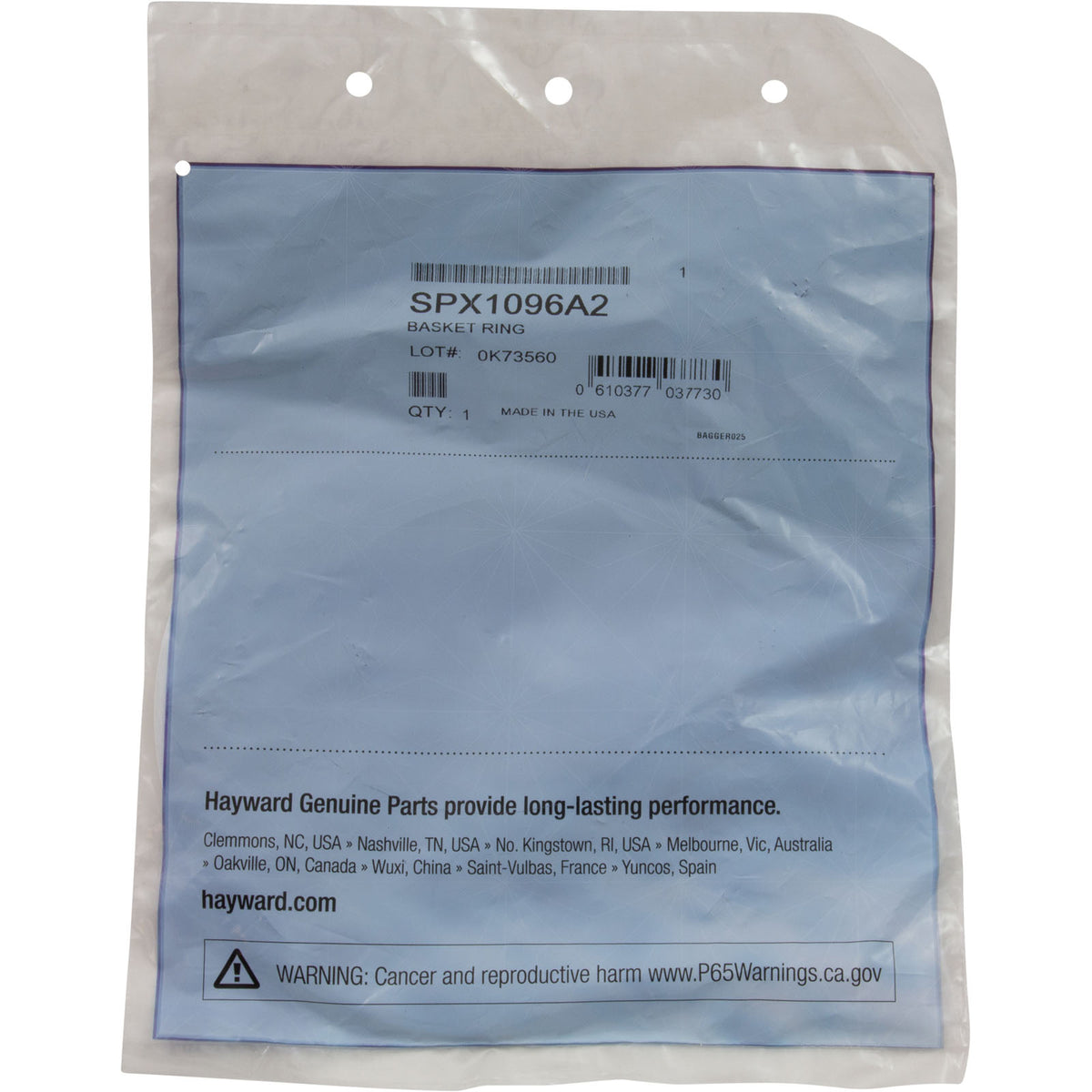 Hayward Skimmer Basket Support Ring — package reverse view