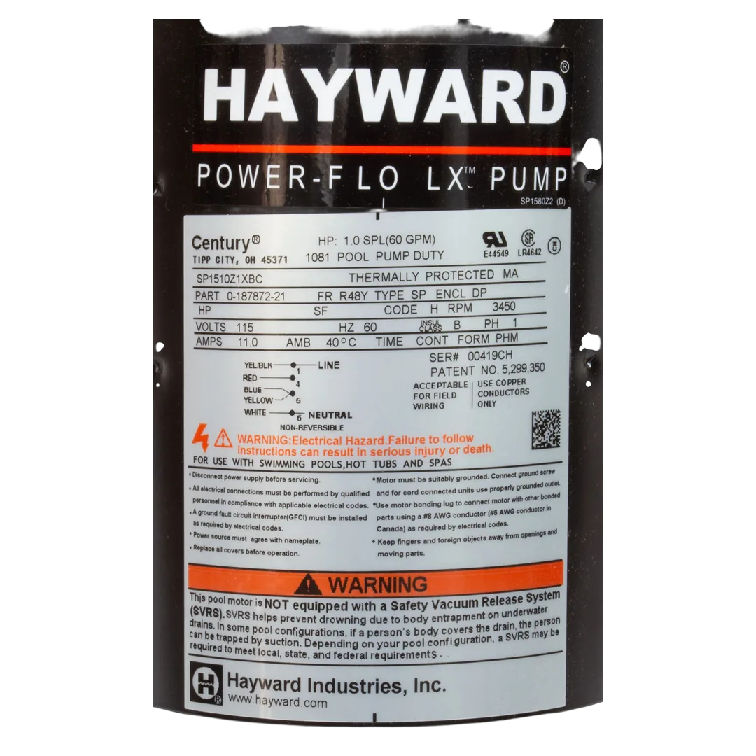 Hayward PowerFlo LX Pool Pump 1 HP with Cord