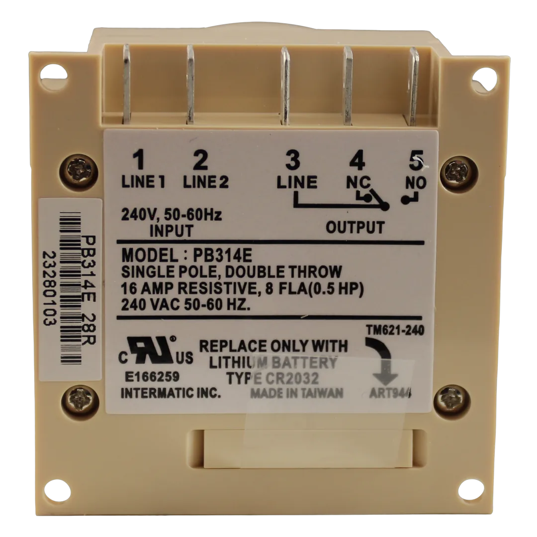 Intermatic PB314E Electronic Panel Mount Timer - Back