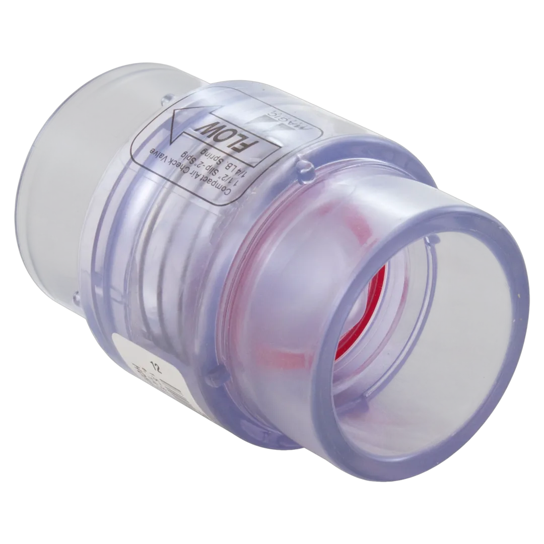 Magic Plastics 0830-15C Clear Check Valve 1.5 x 2 in 0.25 lb Spring - Reverse