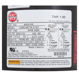 U.S. Motors ASQ165 Aqua-Shield 48Y Square Flange Pool Pump Motor - Label