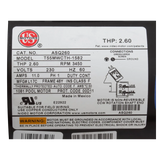 US Motors ASQ260 Aqua-Shield Square Flange Pool Pump Motor - Label