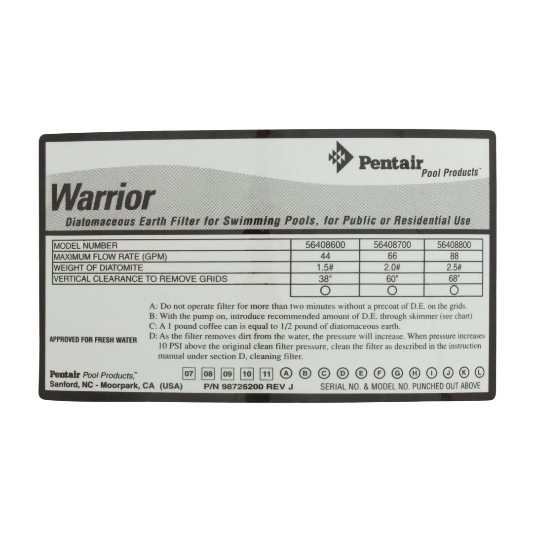 Pentair Warrior 44/88 GPM Filter Lid - Almond