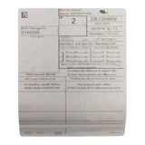 Pentair 354809S Pump Motor - Label